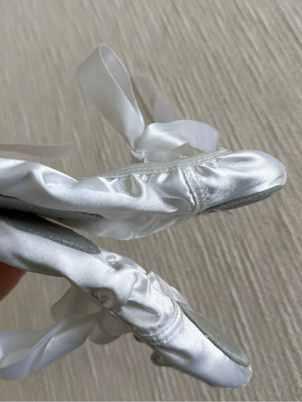 White Satin Ballet Tie Shoes for Kids